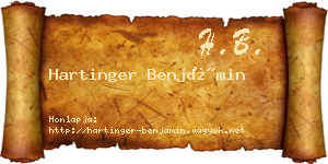 Hartinger Benjámin névjegykártya